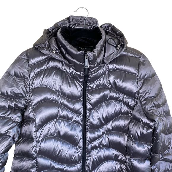 Andrew Marc Sz L Lightweight Packable Premium Down Jacket Quilted Long Silver - Picture 3 of 16